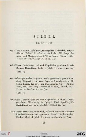 VI. Silber (Nr. 335-383)
