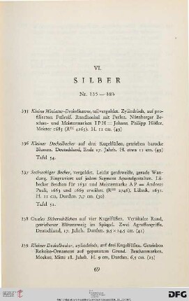 VI. Silber (Nr. 335-383)