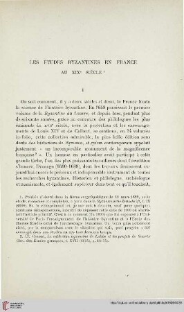 Les études Byzantines en France au XIXe siècle