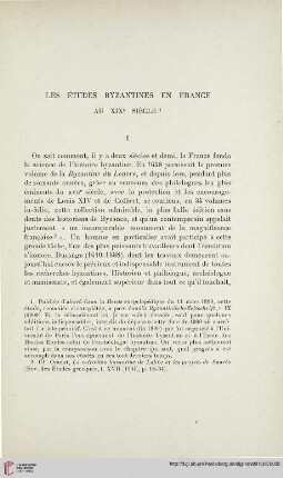 Les études Byzantines en France au XIXe siècle