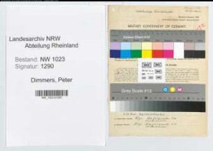 Entnazifizierung Peter Dimmers , geb. 18.04.1907 (Landesproduktenhaendler)
