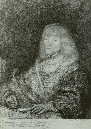 Junger Mann mit Halskette und Kreuz, an einem Tisch sitzend (gleiches Modell wie 'Kartenspieler' Kat. Nr. 116)