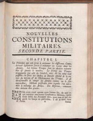 Nouvelles Constitutions Militaires. Seconde Partie.