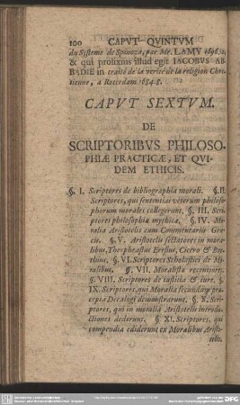 Caput Sextum. De Scriptoribus Philosophiae Practicae, Et Quidem Ethicis