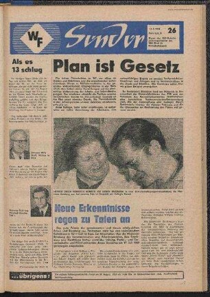 Betriebszeitung 'WF-Sender', Nr.26/1969 (15. August 1969)