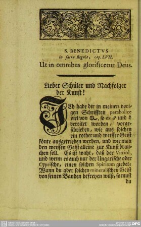 Lieber Schüler und Nachfolger der Kunst!