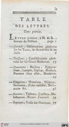 Table des lettres: Tome premier