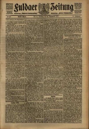 Erste Ausgabe vom Samstag, den 24. September 1910.