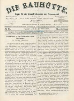No. 43. Frankfurt a. M., den 23. Oktober 1909. 52. Jahrgang.