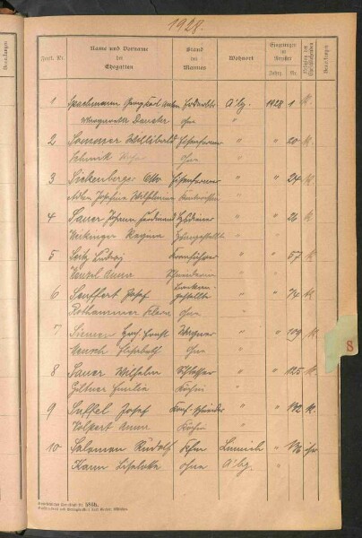 Standesamtsbuch der Stadt Aschaffenburg: Register Eheschließungen 1927 - 1929