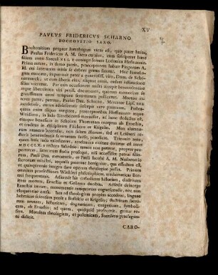 Paulus Fridericus Scharno Bochovitio Saxo.