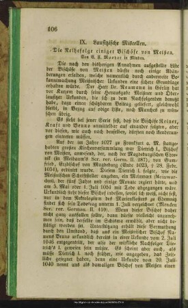 IX. Lausitzische Miscellen