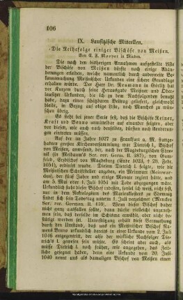IX. Lausitzische Miscellen