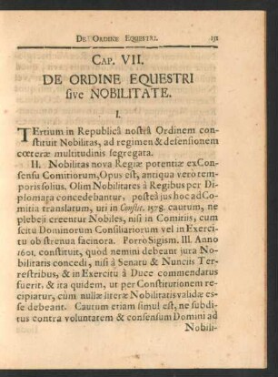 Cap. VII. De Ordine Equestri sive Nobilitate.
