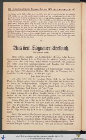 Aus dem Hagnauer Seelbuch.