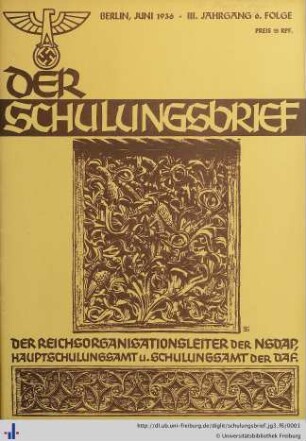 III. Jahrgang, Folge 6: Der Schulungsbrief