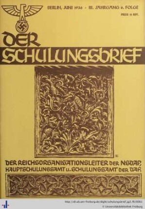 III. Jahrgang, Folge 6: Der Schulungsbrief