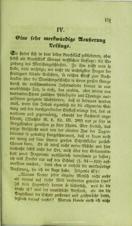 Eine sehr merkwürdige Aeußerung Lessings