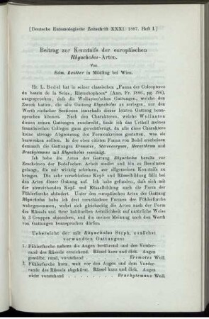 Beitrag zur Kenntniss der europäischen Rhyncholus-Arten.