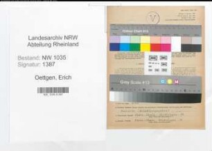 Entnazifizierung Erich Oettgen , geb. 06.03.1912 (Buchhalter)