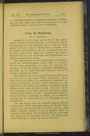 Ueber die Belichtung