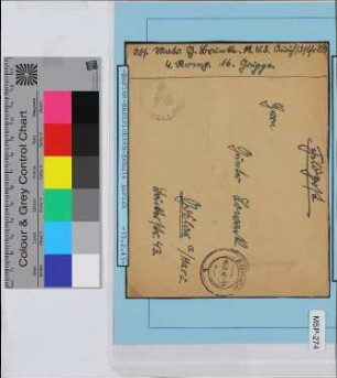 Privat-Feldpostbrief, Schiffsname/Landeinheit: Marine Nachrichten Schule Aurich; Frankatur, Mi.-Nr.: [Keine]; Poststempel: Aurich b 15.2.43.-11; Nebenstempel: 4. Komp. Marinenachrichtenschule Aurich
