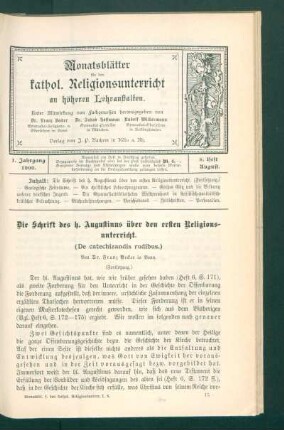 ¬Die¬ Schrift des h. Augustinus über den ersten Religionsunterricht : (de catechizandis rudibus) ; (Fortsetzung)