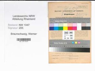 Entnazifizierung Werner Braunschweig , geb. 21.03.1916 (Lehrer)