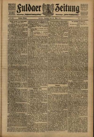 Erste Ausgabe vom Samstag, den 21. Mai 1910.