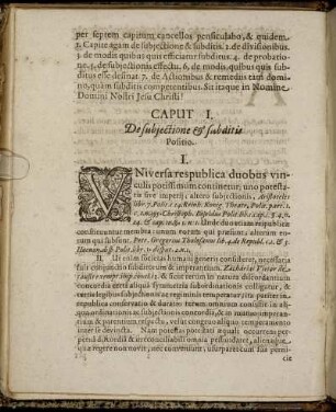 Caput I. De subjectione & subditis.