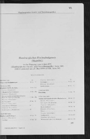 VI. Hamburgisches Hochschulgesetz (HmbHG)
