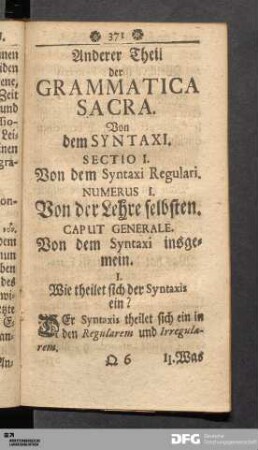 Caput Generale. Von dem Syntaxi insgemein.