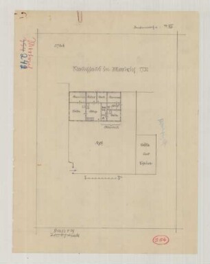 Mo[o]trich (Kreis Westprignitz): Rauchhaus. - Hof (Lageplan). - Wohnhaus mit Altenteil (Grundriss)