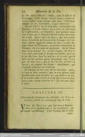 Chapitre III. Education & Avantures du Chevalier De Grammont, avant son Arrivée au Siege de Trin