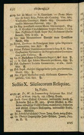 190-196, Sectio X. Silesiacorum Reliquiae.
