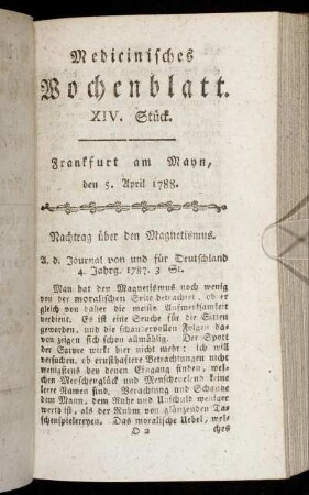 XIV. Stück. Frankfurt am Mayn, den 5. April 1788. - XVII. Stück. Frankfurt am Mayn, den 26. April 1788.