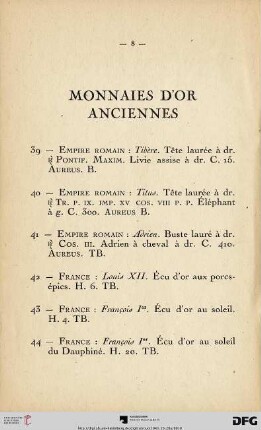 Monnaies d'or anciennes (Nr. 39-55)