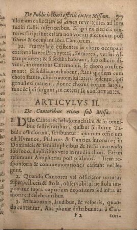 Articvlvs II. De Cantoribus etiam sub Missa.