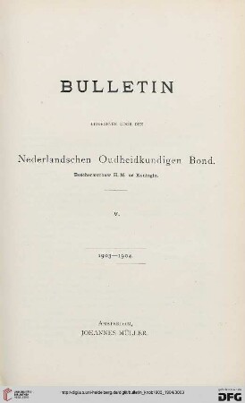 5: Bulletin van den Nederlandschen Oudheidkundigen Bond