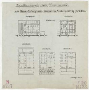 Technische Zeichnung : Dispositionsprojekt einer Weizenmühle für Herrn M. Zamfirescu, Konstanza. Leistung 20000 kg pro 24 Stunden