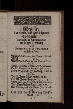 Register Der Sonn- und Fest-Täglichen Evangelien ...