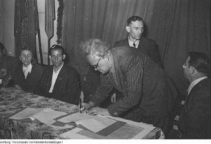 Barnitz. Freundschaftsvertrag zwischem dem Künstlerkollektiv Das "Ufer" und der Maschinenausleihstation (MAS) Barnitz, 30. September 1951