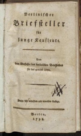 Berlinischer Briefsteller für junge Kaufleute