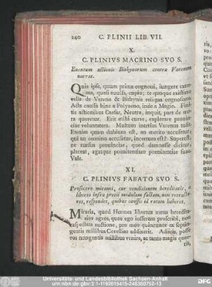 X. C. Plinius Macrino Suo S. Eventum actionis Bithynorum contra Varenum narrat.