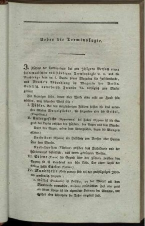 Ueber die Terminologie.
