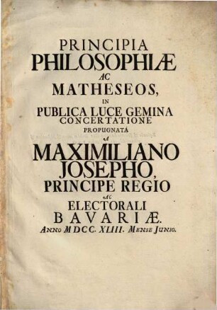 Principia Philosophiae Ac Matheseos