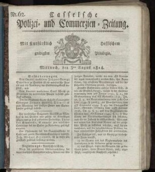 Nr. 62, Mittwoch den 3ten August. 1814