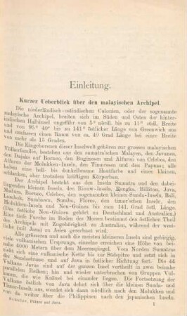 Einleitung. Kurzer Ueberblick über den malayischen Archipel
