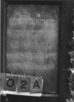 Grabstein 202 [Hahn S. 104 Grab-Nr. 937]: Grabstein 202A [Hahn S. 104 Grab-Nr. 937]