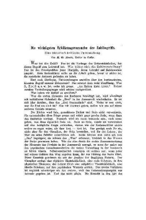 Die wichtigsten Erklärungsversuche des Zahlbegriffs